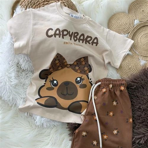 ست دوتیکه تیشرت شلوارک capybara ترک کد 19010