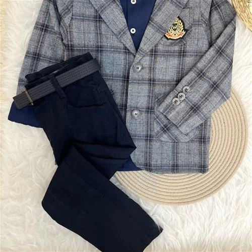 پنج تیکه مجلسی ترک کت استردار شلوار کمربند پاپیون و پیراهن کد 10351