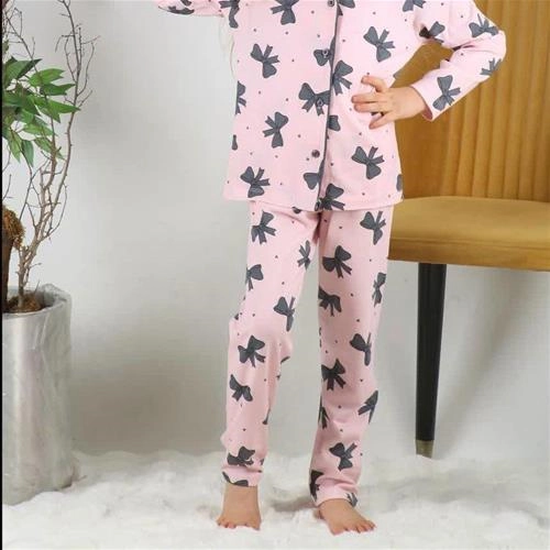 سه تیکه پاپیون بلوز دکمه دار و چشم بند و شلوار ترک 4-12سال کد 18800