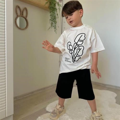 دوتیکه تیشرت place و شلوارک کتان ترک کد 18233