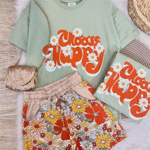 دو تیکه تیشرت شلوار گل سبز زارا ترک کد 5902