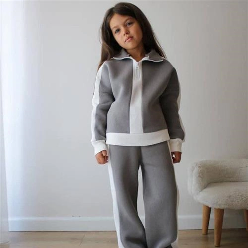 ست دو تیکه کرکدار دورس شلوار یقه زیپ دار ترک کد 18501