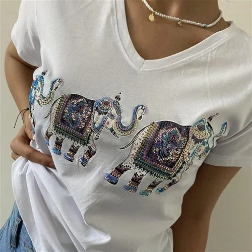 تیشرت پولکی ترک سایز نرمال 6359