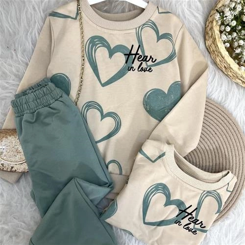 ست دوتیکه دو نخ دورس شلوار طرح قلب ترک کد 18820