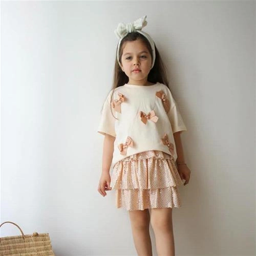 دوتیکه تیشرت پاپیون و دامن چیندار شاین ترک کد 18263