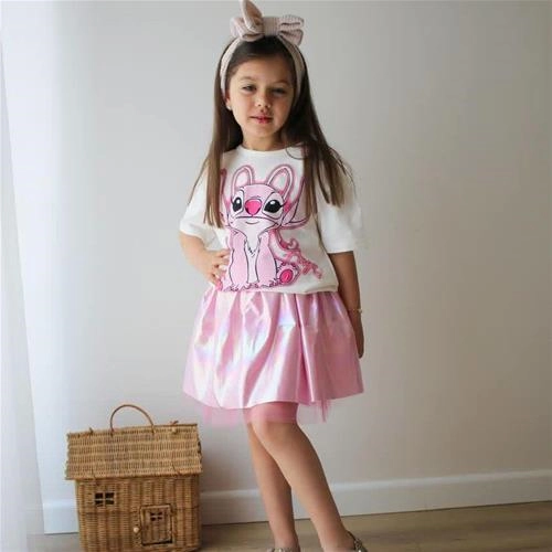 دو تیکه تیشرت استیچ و دامن  دیسکویی ترک کد 18270