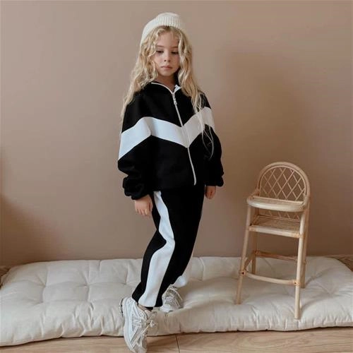 دوتیکه سوشرت شلوار دورنگ کرکدار ترک 5-14سال کد18714