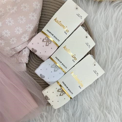 جوراب شلواری مجلسی  پاپیون نگین دار ترک 3-8سال کد 6257