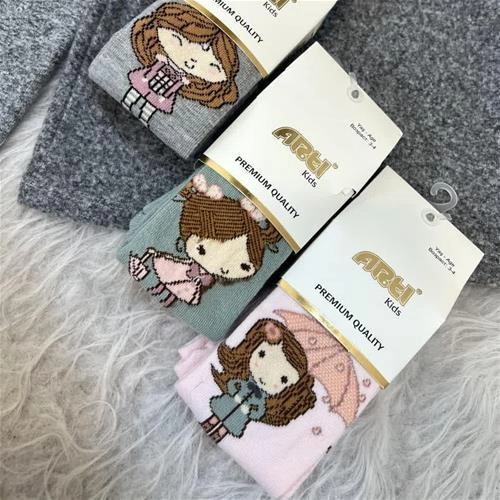 جوراب شلواری طرح دختر و چتر ترک کد 4286