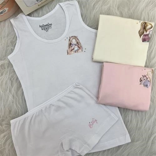 دو تیکه ست زیر در طرح های مختلف دخترانه ترک 3-10سال  کد 6261