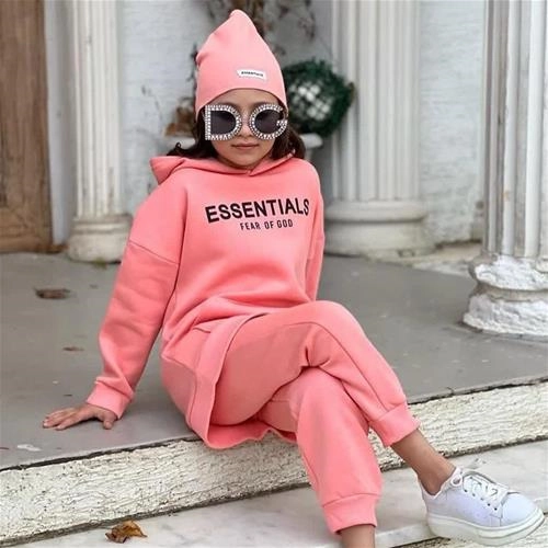 سه تیکه کرکدار هودی شلوار و کلاه  essentilas در سه رنگ ترک کد 5327