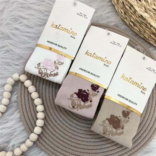 جوراب شلواری طرح گل 7-10سال  ترک کد 6207