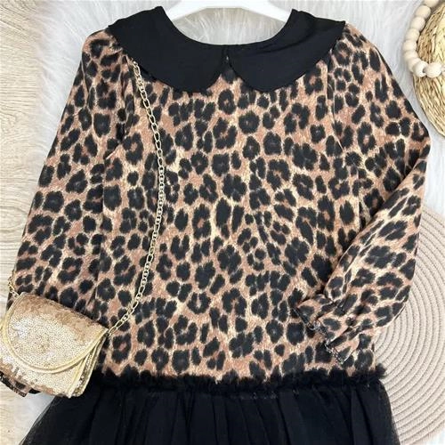 پیراهن شاین کرکدار پلنگی درجه یک  ترک 2-8سال  کد 6246