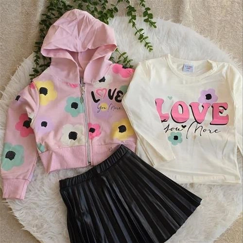 سه تیکه سویشرت دامن چرم و بلوز نخ پنبه ترک کد 18288