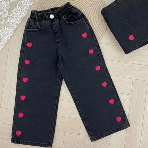 شلوار بگ مشکی قلب قلبی ترک 3-10سال کد 6365