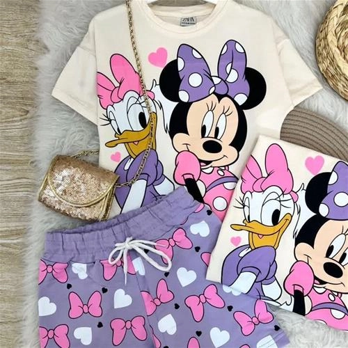 دو تیکه تیشرت شلوارک میکی و اردک زارا ترک کد 5913