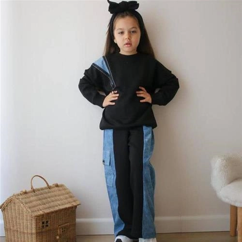 دوتیکه دورس شلوار سه نخ بغل طرح لی4-12سال کد 18315