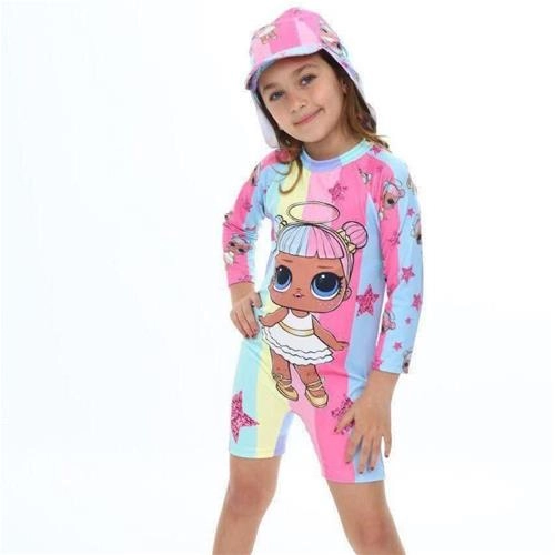 دوتیکه مایو استین بلند و کلاه 3-10سال کد 18012