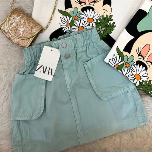 دامن کتان جیب دار ترک زارا 2-10سال کد 5806