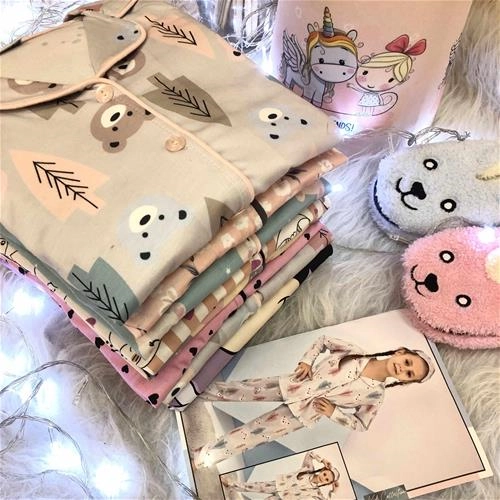 سه تیکه لباس خواب دکمه دار دخترانه ترک کد 3412