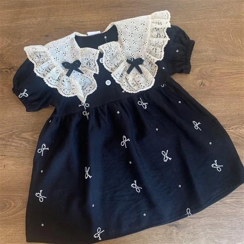 پیراهن یقه دانتل پاپیون ترک کد 18257