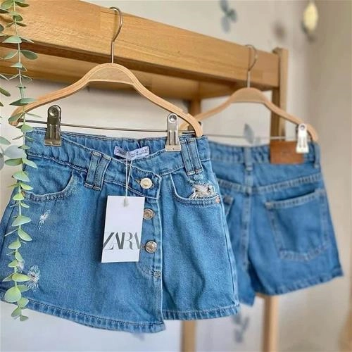 دامن شلوارکی دکمه دار جین زارا 5تا12 سال ترک کد 5807