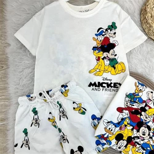 دو تیکه تیشرت شلوارک میکی و گوفی پشت طرحدار زارا ترک کد 5718