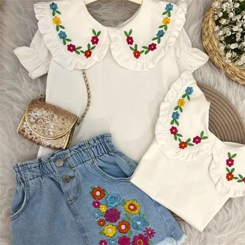 دوتیکه یقه گلدار و دامن لی مجلسی ترک کد 18242