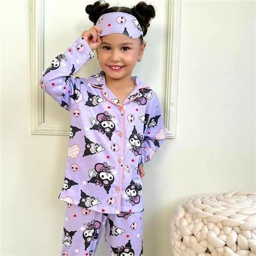 سه تیکه بلوز دکمه دار و شلوار چشم بند ترک جدید 4-12 سال  کد 10378