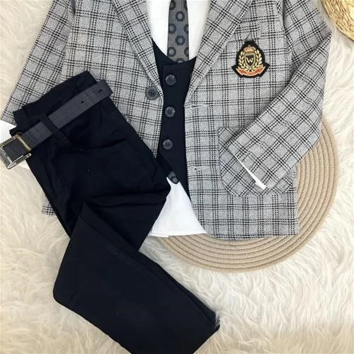 شش تیکه کت استردار شلوار کتان و کروات جلیقه پیراهن کمربند کد 10350